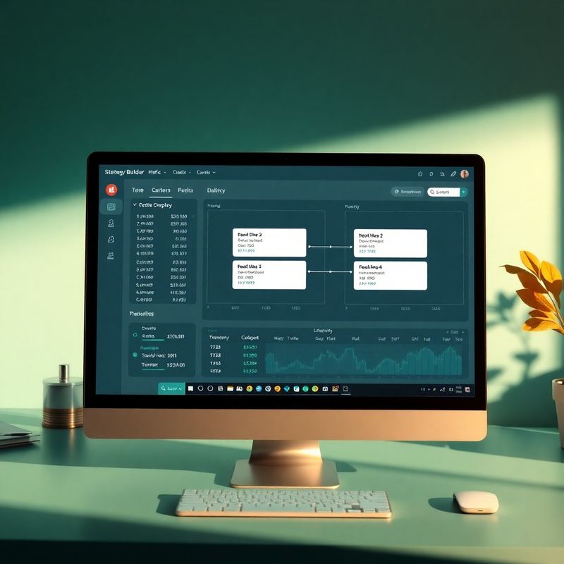 Constructor vizual de strategii pe desktop teal-modern